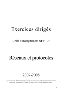Exercices Dirig&eacute;s R&eacute;seaux et Protocoles NFP 104