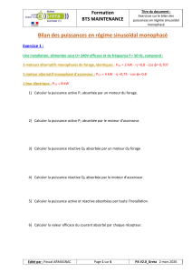Exercices sur le bilan des puissances monophas&eacute; - BTS Maintenance