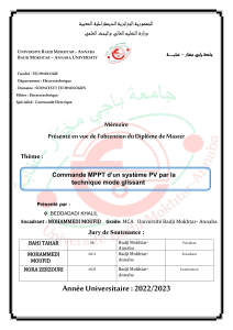 Commande MPPT d'un syst&egrave;me PV par mode glissant