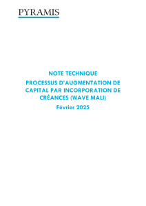 Note Technique: Augmentation de Capital par Incorporation de Cr&eacute;ances (Wave Mali)