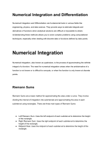 Numerical Integration and Differentiation: Methods and Examples