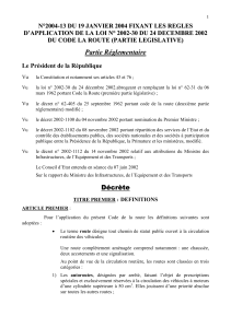 D&eacute;cret 2004-13 du Code de la Route