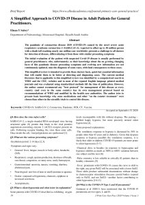 Simplified COVID-19 Approach for General Practitioners