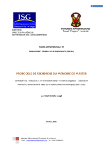 Loi de Gresham dans l'&eacute;conomie congolaise : Protocole de recherche pour m&eacute;moire de Master