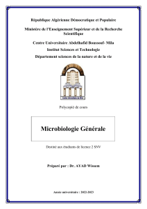 Microbiologie G&eacute;n&eacute;rale - Cours pour Licence 2 SNV