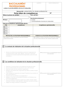 Fiche bilan de comp&eacute;tences Baccalaur&eacute;at professionnel cuisine