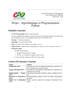 Projet d'Algorithmique et Programmation Python - &Eacute;cole Polytechnique de Ouagadougou