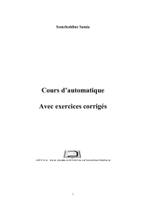 Cours d'automatique avec exercices corrig&eacute;s