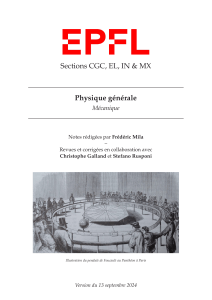 Notes de cours de physique g&eacute;n&eacute;rale : m&eacute;canique - EPFL