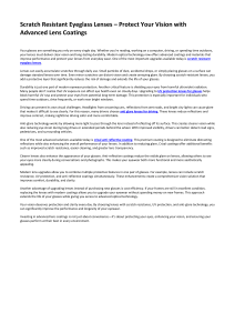 Scratch Resistant Eyeglass Lenses: Advanced Coatings for Vision Protection