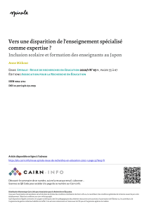 Disparition de l'enseignement sp&eacute;cialis&eacute; au Japon : inclusion scolaire et formation des enseignants