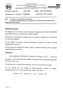 Electromagnetism Exam Paper 2022 University of Carthage