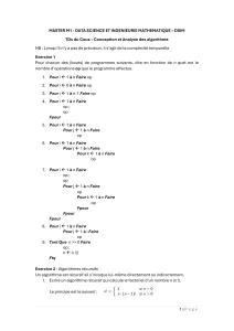 TDs Conception et Analyse des Algorithmes - M1 DSIM