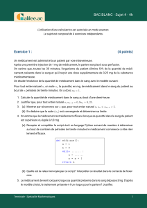 BAC Blanc Sujet 4 Math&eacute;matiques