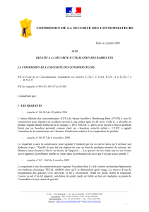 Avis S&eacute;curit&eacute; Barbecues : Commission S&eacute;curit&eacute; Consommateurs 2003