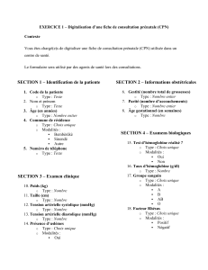 Exercice de digitalisation fiche consultation pr&eacute;natale