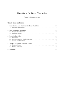 Fonctions de Deux Variables - Cours de Math&eacute;matiques