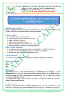 6 Formation en planification et suivi de projets avec le logiciel Ms Project 