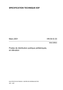Sp&eacute;cification technique EDF HN 64-S-33 : Postes pr&eacute;fabriqu&eacute;s en &eacute;l&eacute;vation