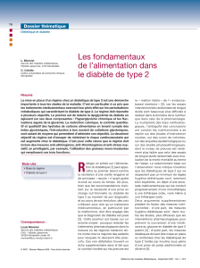 Les fondamentaux de l&rsquo;alimentation dans le diab&egrave;te de type 2