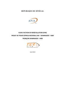 Plan de r&eacute;installation du projet TER Diamniadio-AIBD, S&eacute;n&eacute;gal, ao&ucirc;t 2023