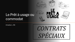 Le Pr&ecirc;t &agrave; usage ou commodat : Contrat r&eacute;el et gratuit