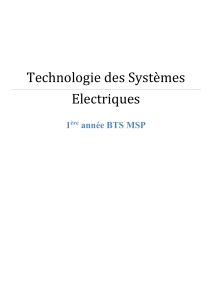 Technologie des Syst&egrave;mes Electriques - BTS MSP 1&egrave;re ann&eacute;e
