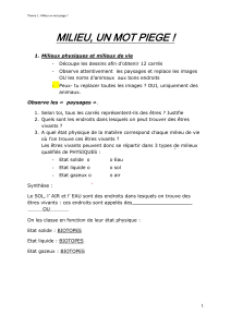 Milieu, un mot pi&egrave;ge ? Cours de biologie pour coll&egrave;ge