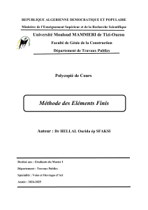 Polycopi&eacute; de cours M&eacute;thode des &Eacute;l&eacute;ments Finis Master I Travaux Publics