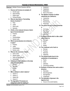 General Biochemistry MCQs & Exercises Tutorial