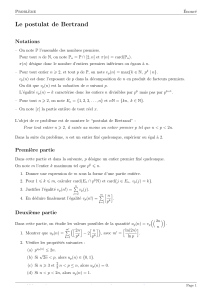 Postulat de Bertrand - Probl&egrave;mes de math&eacute;matiques