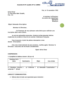 Contr&ocirc;le N 01 mod&egrave;le 07 : Lettre de demande d'inscription