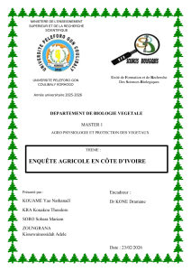 Enqu&ecirc;te agricole en C&ocirc;te d'Ivoire - Th&egrave;se Master 1