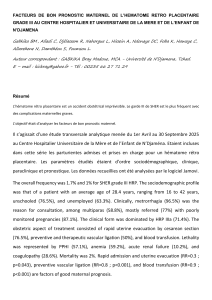 Facteurs de bon pronostic maternel dans l'h&eacute;matome r&eacute;troplacentaire grade III