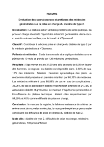 Prise en charge du diab&egrave;te de type 2 par les m&eacute;decins g&eacute;n&eacute;ralistes &agrave; N'Djamena