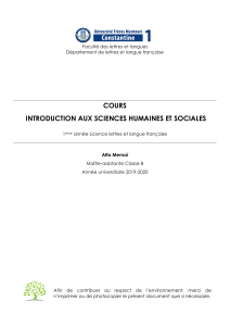 Cours Introduction aux Sciences Humaines et Sociales - Licence 1&egrave;re ann&eacute;e