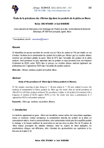 Pr&eacute;valence des Vibrions dans les produits de la p&ecirc;che au Maroc