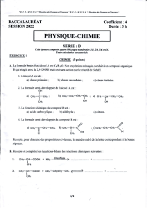 2022 Baccalaur&eacute;at Physique-Chimie Exam Series D