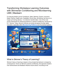 Skinnerian Conditioning in Microlearning for Workplace Training