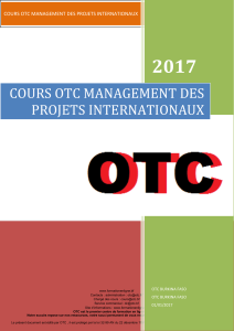 COURS OTC MANAGEMENT DES PROJETS INTERNATIONAUX 2017