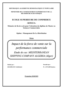 Impact de la force de vente sur la performance commerciale - &Eacute;tude de cas MSC Alg&eacute;rie