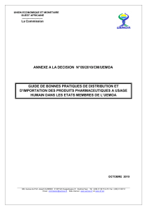 Guide de bonnes pratiques distribution importation m&eacute;dicaments humains UEMOA