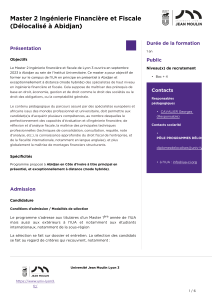 Master 2 Ing&eacute;nierie Financi&egrave;re et Fiscale &agrave; Abidjan