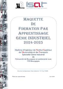 Maquette de formation G&eacute;nie Industriel 2024-2025