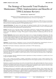 TPM Implementation: Literature Review on Strategy and Benefits