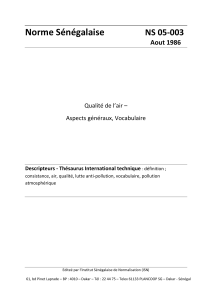 Norme S&eacute;n&eacute;galaise NS 05-003 : Qualit&eacute; de l&rsquo;air &ndash; Aspects g&eacute;n&eacute;raux, Vocabulaire