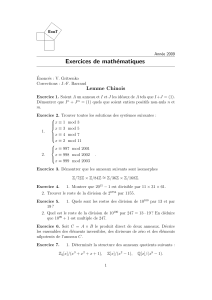 Ejercicios de matem&aacute;ticas: Teorema Chino y Teor&iacute;a de Anillos