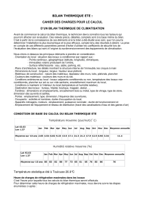 Cahier des charges : Calcul du bilan thermique d'&eacute;t&eacute; pour climatisation