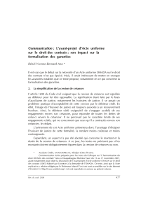 L'impact de l'avant-projet OHADA sur la formalisation des garanties