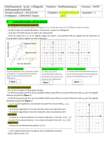 Chapitre 3 : Rep&egrave;re dans le plan - Math&eacute;matiques 3APIC